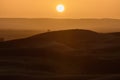 Sunset over the dunes, Morocco, Sahara Desert Royalty Free Stock Photo