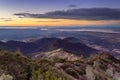 Sunset over Eagle Peak and Bald Ridge via the Mt Diablo Main Peak Royalty Free Stock Photo