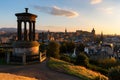 Sunset over Edinburgh and Calton Hill Royalty Free Stock Photo