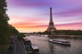 Sunset over the the Eiffel Tower in Paris, France Royalty Free Stock Photo