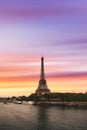 Sunset over the the Eiffel Tower in Paris, France Royalty Free Stock Photo