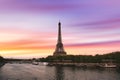 Sunset over the the Eiffel Tower in Paris, France Royalty Free Stock Photo