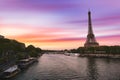 Sunset over the the Eiffel Tower in Paris, France Royalty Free Stock Photo