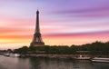 Sunset over the the Eiffel Tower in Paris, France Royalty Free Stock Photo