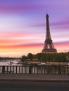 Sunset over the the Eiffel Tower in Paris, France Royalty Free Stock Photo