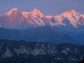 Sunset over Eiger MÃÂ¶nch and Jungfrau Royalty Free Stock Photo