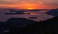 Sunset over the Elaphiti islands Royalty Free Stock Photo