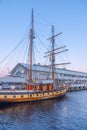 Sunset over Elizabeth Street Pier in Hobart, Australia