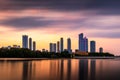 Sunset over emirate of Sharjah long exposure Royalty Free Stock Photo