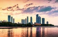 Sunset over emirate of Sharjah skyline Royalty Free Stock Photo