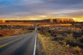 Sunset over an empty road in Utah Royalty Free Stock Photo