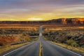 Sunset over an empty road in Utah Royalty Free Stock Photo