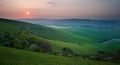 Sunset over English countryside landscape