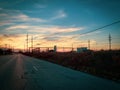 Sunset over highway in Cleveland, Ohio