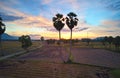 Sunset over a famous couple of palmary trees Royalty Free Stock Photo