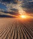 Sunset over farm lands