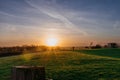 Sunset over a field