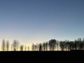 Sunset over the field with late autumn trees in Reola, Kambja vald, Tartu maakond, Estonia, November 2022 Royalty Free Stock Photo