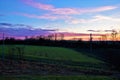 Sunset over the field in Veneto, Italy Royalty Free Stock Photo