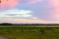 Sunset over fields in Vojvodina