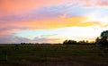 Sunset over fields in Vojvodina