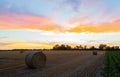 Sunset over fields in Vojvodina