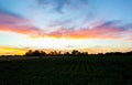 Sunset over fields in Vojvodina