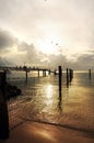 Sunset over fishing pier Amity Point, North Stradbroke Island