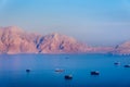 Sunset over Fjords near Khasab in Oman Royalty Free Stock Photo