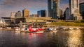 Sunset over the Float Plane Terminal at the shore of Burrard Inlet in Downtown Vancouver