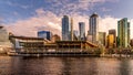 Sunset over the Float Plane Terminal at the shore of Burrard Inlet in Downtown Vancouver