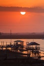 Sunset over Folly River Marina near Charleston South Carolina SC