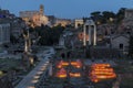 Sunset over Forum Romanum Fori Romani ancient site of antique city of Rome near Palatino hill Royalty Free Stock Photo