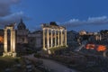 Sunset over Forum Romanum Fori Romani ancient site of antique city of Rome near Palatino hill Royalty Free Stock Photo