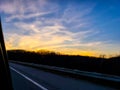 Sunset over highway in Cleveland, Ohio