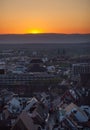 Sunset over freiburg, Germany Royalty Free Stock Photo