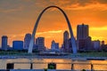 Sunset over the Gateway Arch in St. Louis Royalty Free Stock Photo