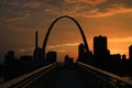 Sunset over the Gateway Arch in St. Louis Royalty Free Stock Photo