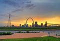 Sunset over the Gateway Arch in St. Louis Royalty Free Stock Photo