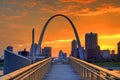 Sunset over the Gateway Arch in St. Louis Royalty Free Stock Photo