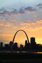 Sunset over the Gateway Arch in St. Louis Royalty Free Stock Photo