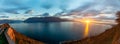 Spectacular panorama of the sea of fog over the RhÃ´ne plain and Lake Geneva Royalty Free Stock Photo