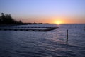 Sunset over Geographe Bay viewed from Jetty, Busselton, WA, Australia Royalty Free Stock Photo