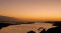 Sunset over Gippsland Lakes from Kalimna lookout,