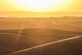 Sunset over golden hills in Dushanbe Royalty Free Stock Photo