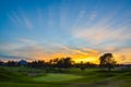 Sunset over golf course Royalty Free Stock Photo