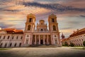 Sunset over Gottweig Abbey German name is Stift GÃÂ¶ttweig in Krems region. Wachau valley. Austria