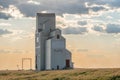 Sunset over a grain elevator in Plato, Saskatchewan, Canada