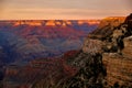 Sunset over the Grand Canyon in Arizona Royalty Free Stock Photo