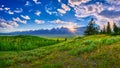 Sunset over the Grand Teton mountain range Royalty Free Stock Photo